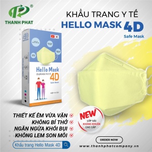 Khẩu Trang Cao Cấp 4D Hello Mask ( Màu vàng - 10 Cái/Hộp )